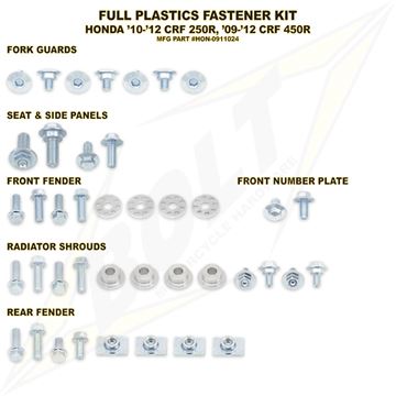 Afbeeldingen van Full Plastics Fastener Kit CRF 450 09-12, CRF 250 10-13