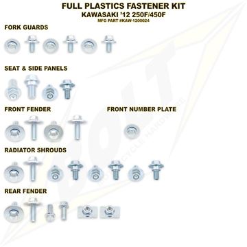 Afbeeldingen van Full Plastics Fastener Kit KXF 250 13-, 450 12-
