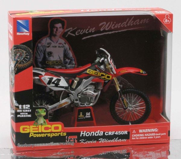 Afbeelding van Miniatuur motor Honda Replica Kevin Windham 1:12