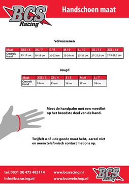 Afbeeldingen van Maattabel Handschoenen