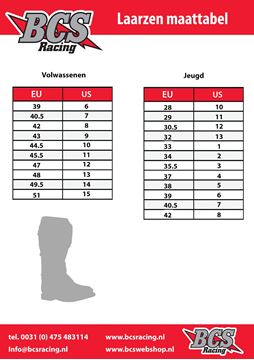 Afbeeldingen van Maattabel Laarzen