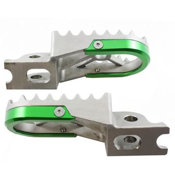 Afbeeldingen van 172605TMV Footpegs Kawasaki Steel With Green Aluminium U-plate