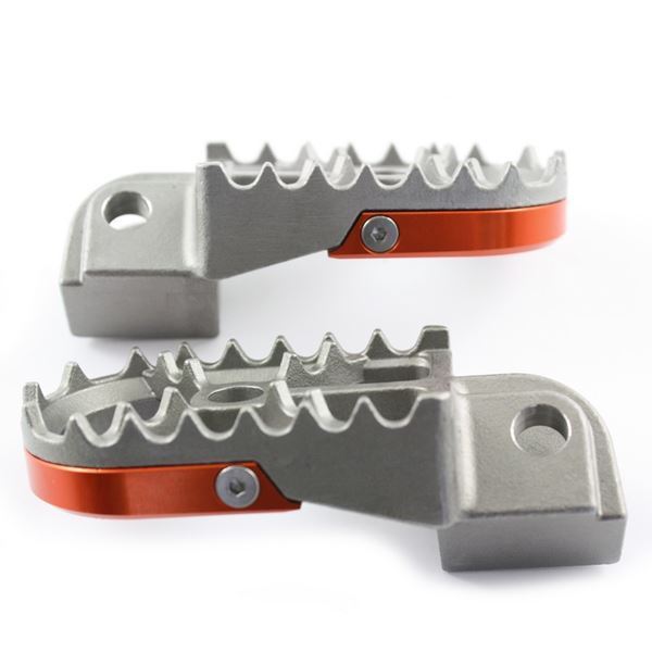 Afbeelding van 172610TMV Footpegs KTM Steel With Orange Aluminium U-plate