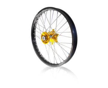 Afbeeldingen van ART complete front wheel RMZ250 07/17- RMZ450 05/17-  21x1.60 black rim/gold hub Suzuki RM-Z