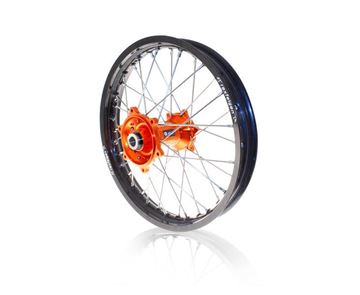 Afbeeldingen van ART complete rear wheel SX/SXF 2013/2017- 19x1.85 black rim/orange hub KTM SX/SX-F