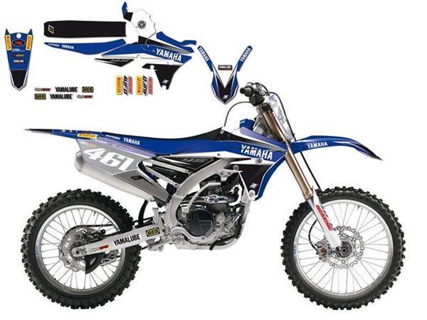 Afbeelding van DECAL KIT MET ZADELOVERTREK BLACKBIRD REPLICA 2016 YAMAHA YZ125/250 02-14 FACTORY RACING