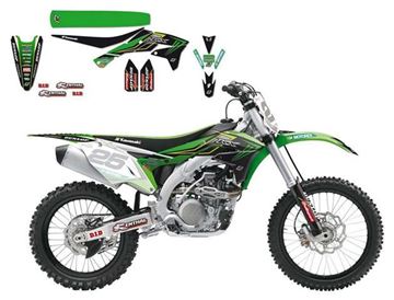 Afbeeldingen van DECAL KIT MET ZADELOVERTREK BLACKBIRD REPLICA 2016 KAWASAKI KX250F 13-16 MONSTER ENERGY
