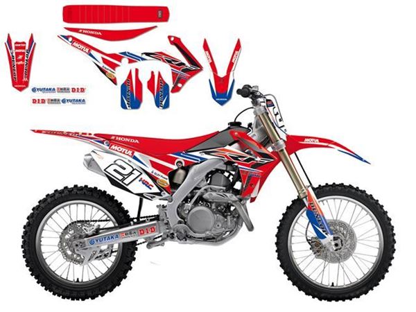 Afbeelding van DECAL KIT MET ZADELOVERTREK BLACKBIRD REPLICA 2016 HONDA CRF250R 14-16/450R 13-16 TEAM HRC