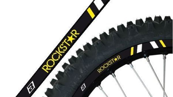 Afbeelding van Blackbird universal replica Suzuki Rockstar Energey Vamo black rim stickers kit