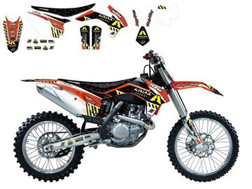 Afbeeldingen van GRAPHIC KIT+ZADELOVERTREK ARMA ENERGY KTM EXC 03-04