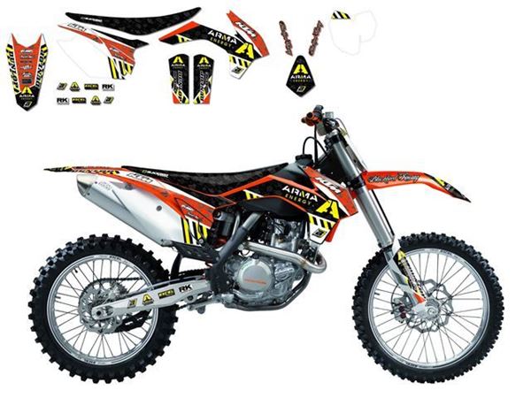 Afbeelding van GRAPHIC KIT+ZADELOVERTREK ARMA ENERGY KTM SX -SXF 13-15 / EXC 14-15