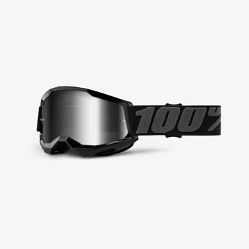 Afbeeldingen van 100% Strata 2 Crossbril Youth - Black - Spiegel lens