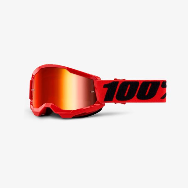 Afbeelding van 100% Strata 2 Crossbril Youth - Red - Spiegel lens