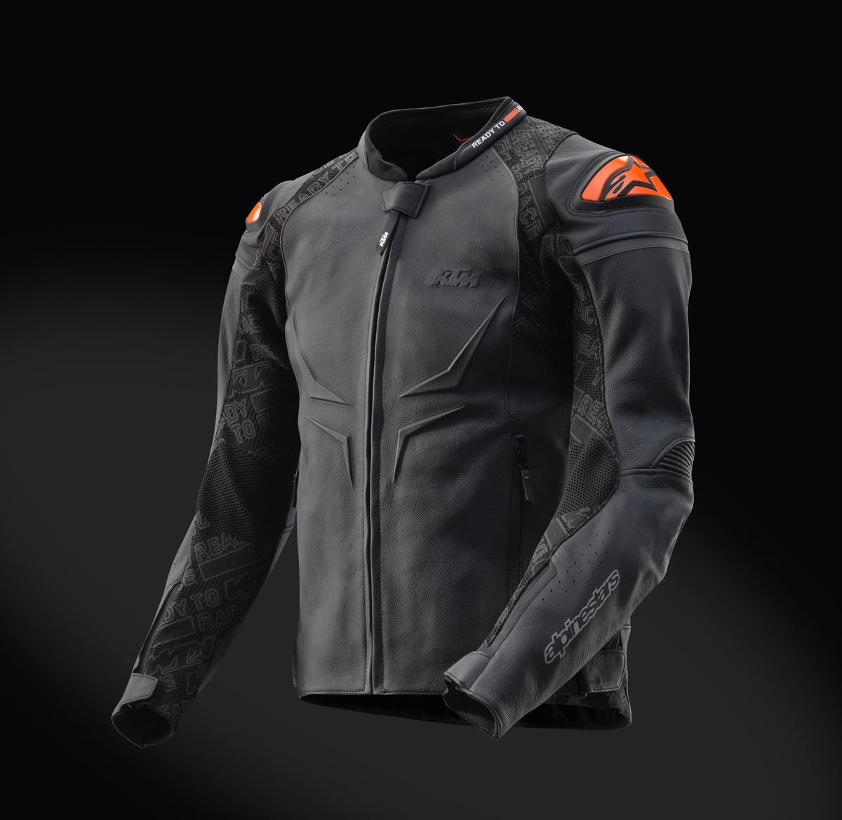 Hwk Motorcycle Jacket KTM Duke Leather Jacket Black/Grey/Orange